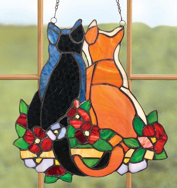 Flower Patch Cats Stained Glass - Wild Wings