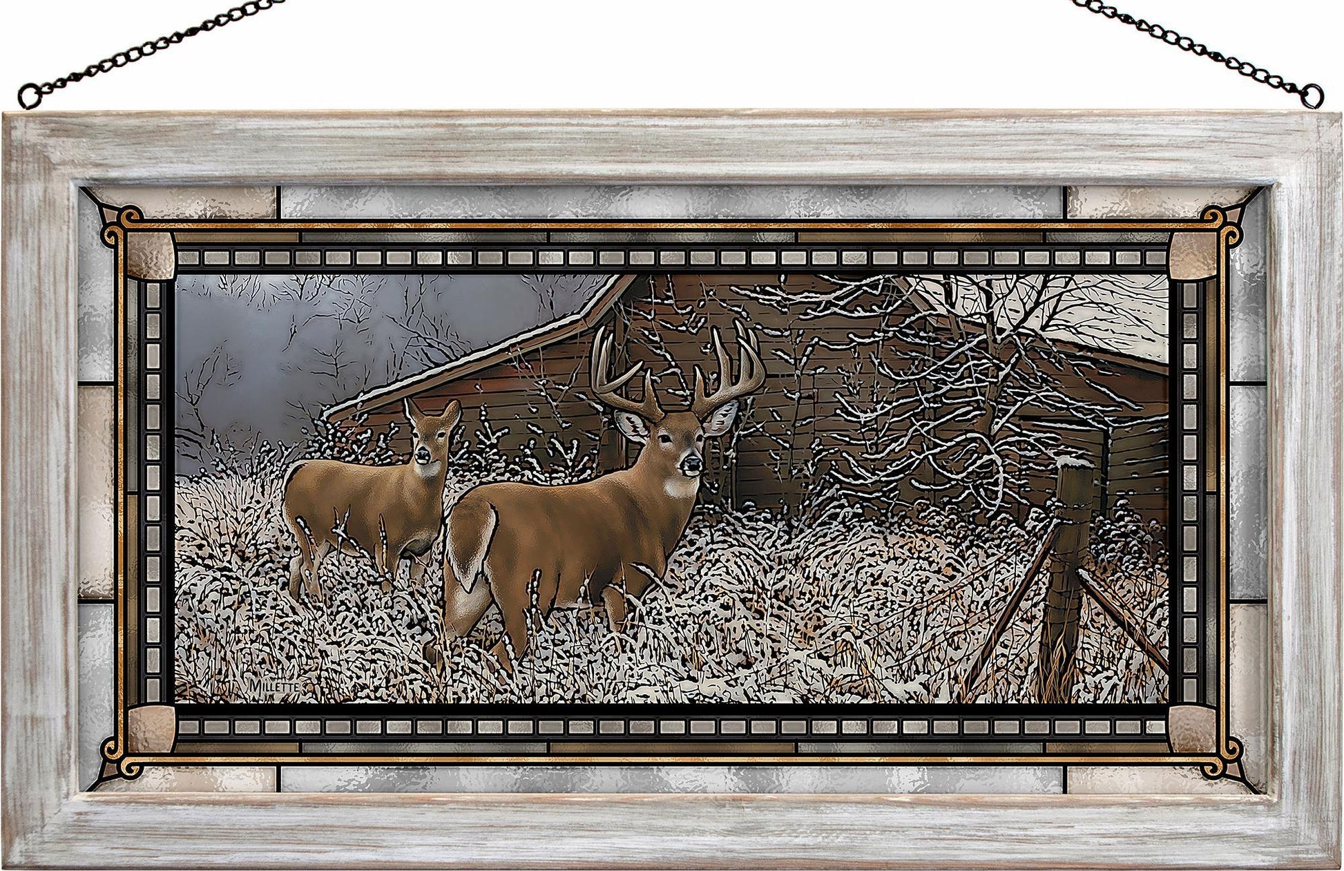 Chance Encounter - Whitetail Deer Stained Glass Art - Wild Wings