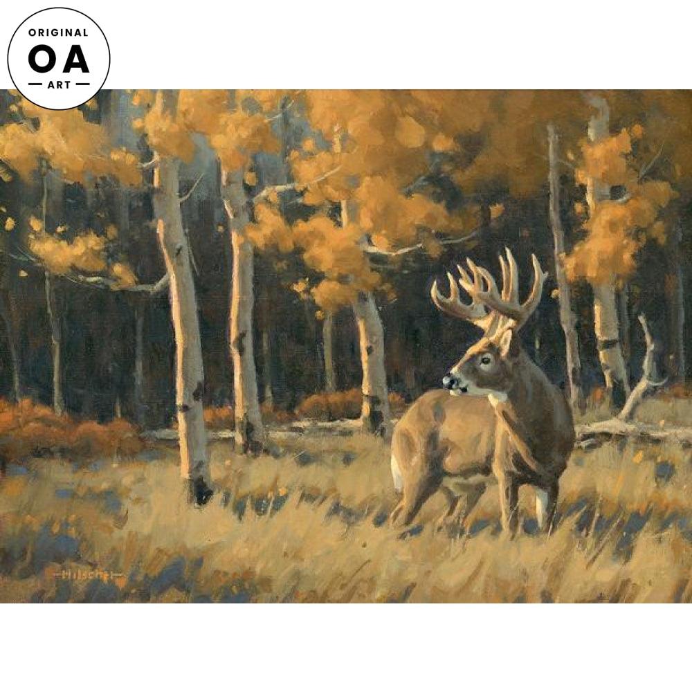 Checking His Back Trail—Whitetail Deer Original Oil Painting - Wild Wings