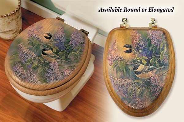 Chickadees & Lilacs Toilet Seat - Wild Wings