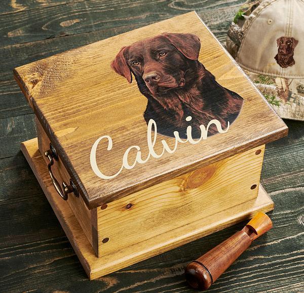 Chocolate Lab Sporting Dog Personalized Storage Chest - Wild Wings
