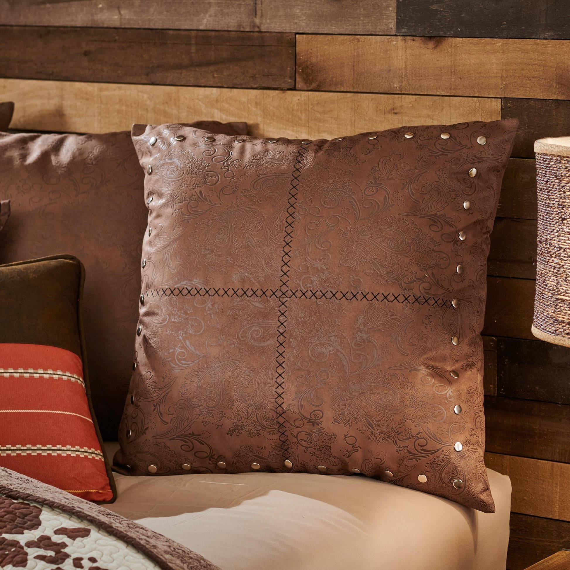 Studded Faux Leather Pillow - Wild Wings
