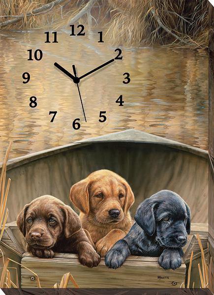 All Hands on Deck - Puppies Canvas Clock - Wild Wings