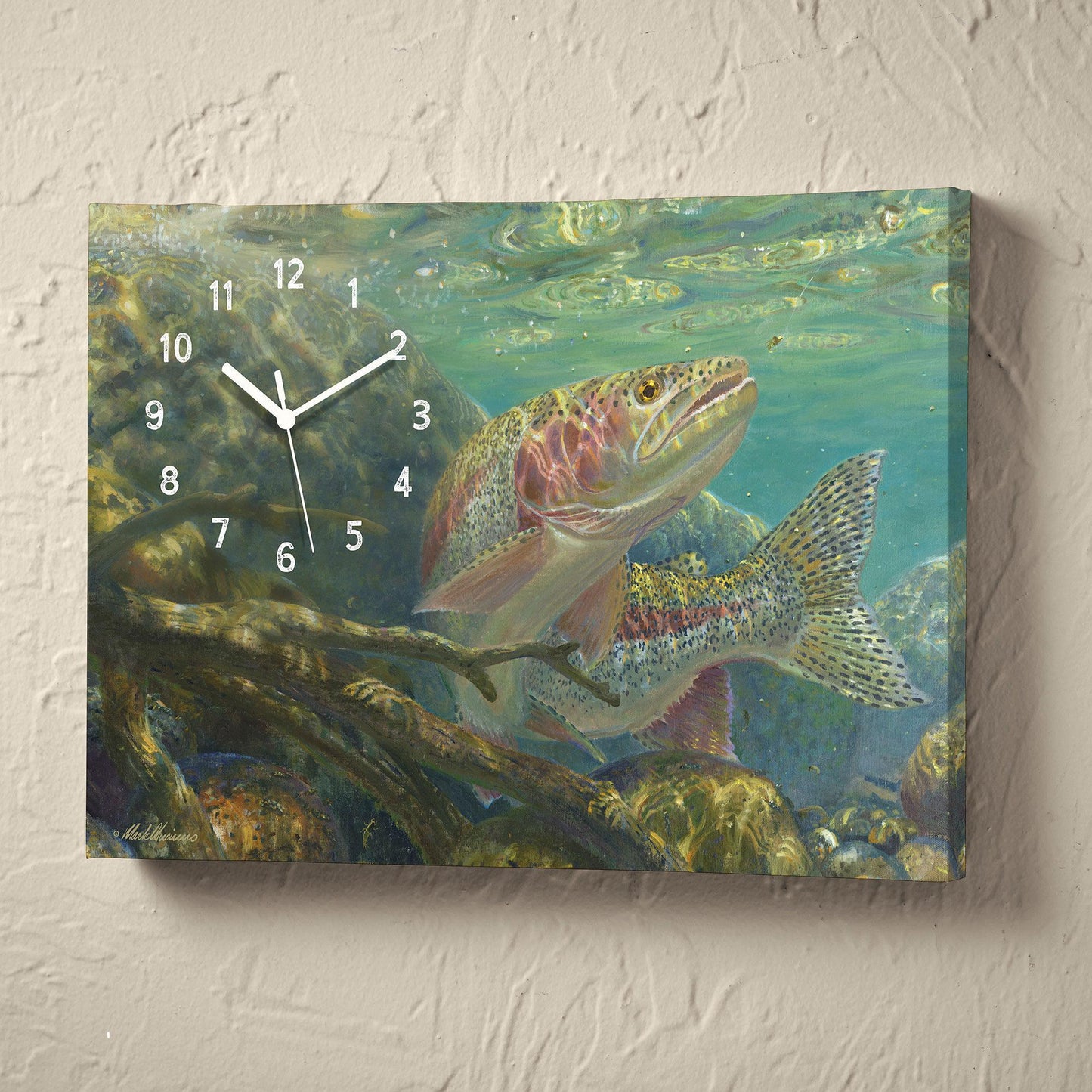At the Last Second - Rainbow Trout Canvas Clock - Wild Wings