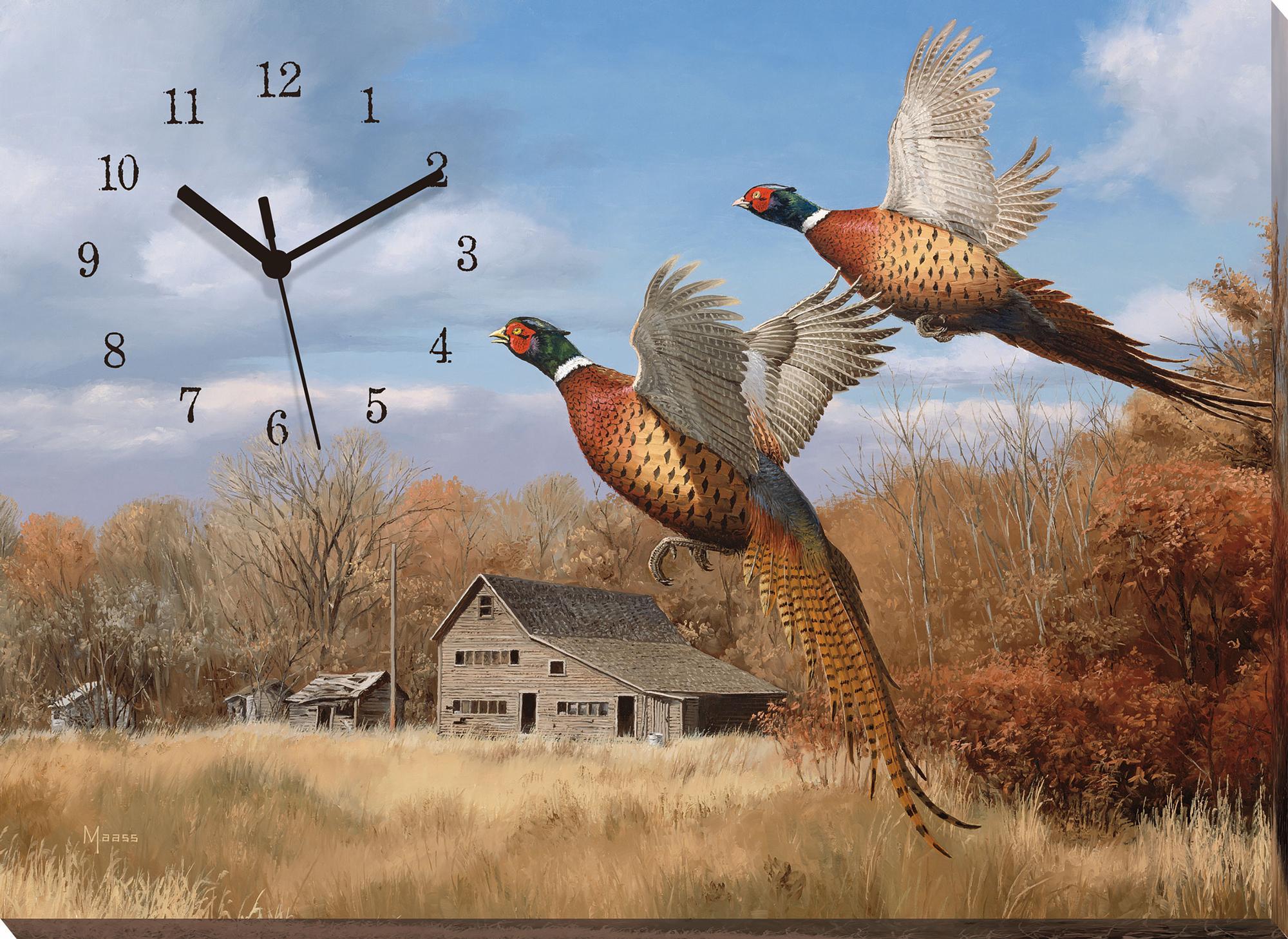 Autumn's Splendor - Pheasants Canvas Clock - Wild Wings