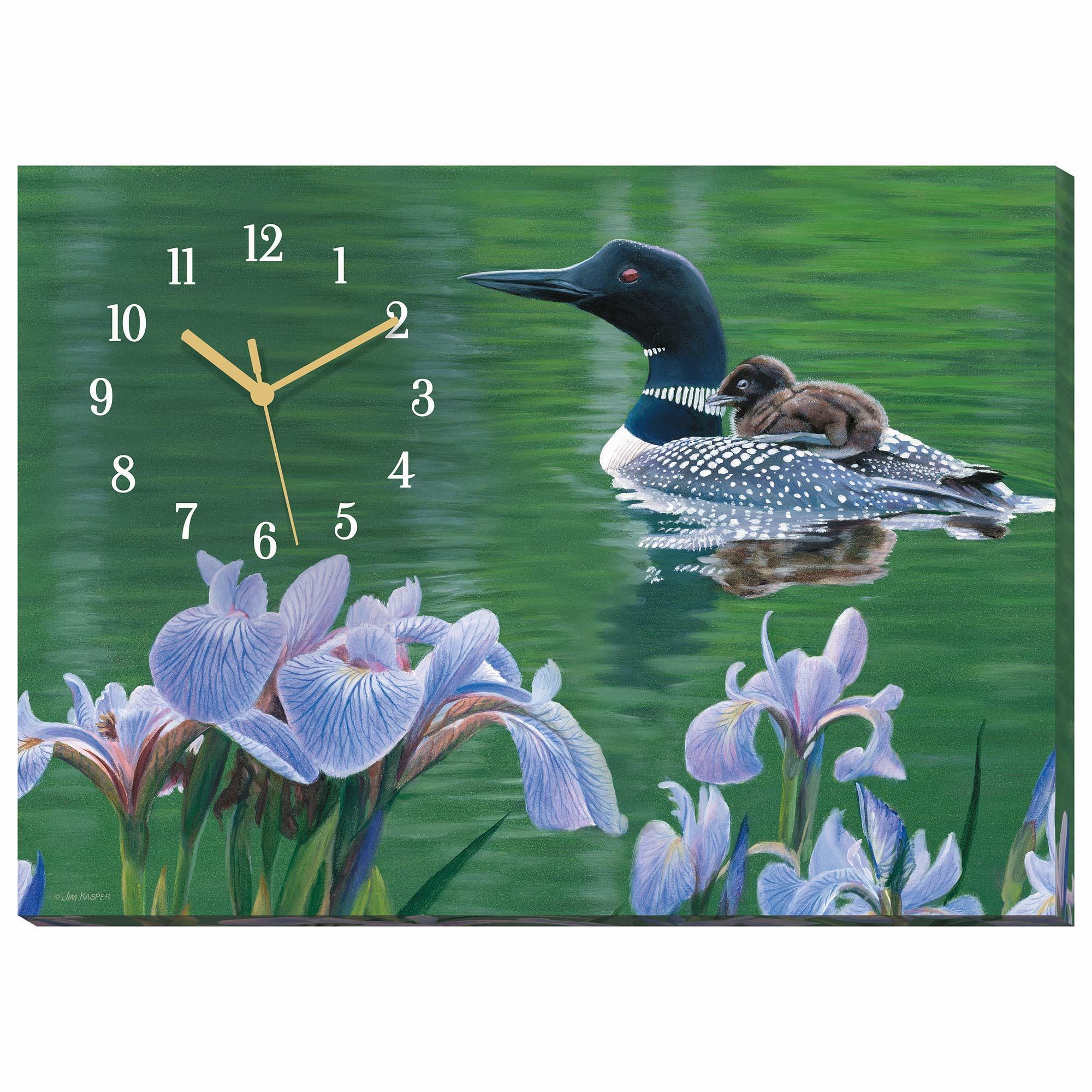 Blue Flag—Loon Canvas Clock - Wild Wings