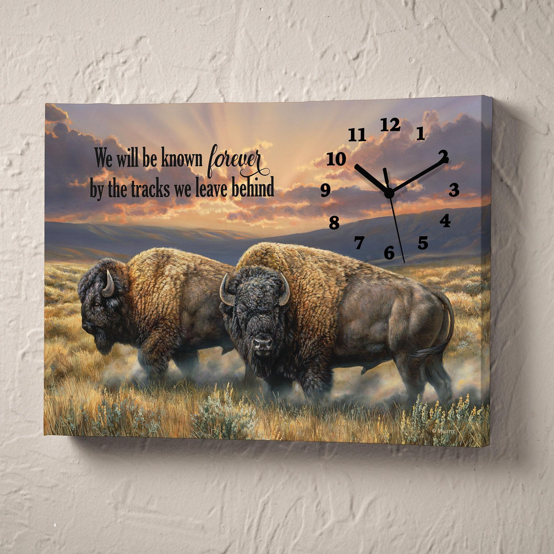 Dusty Plains - Bison Canvas Clock - Wild Wings