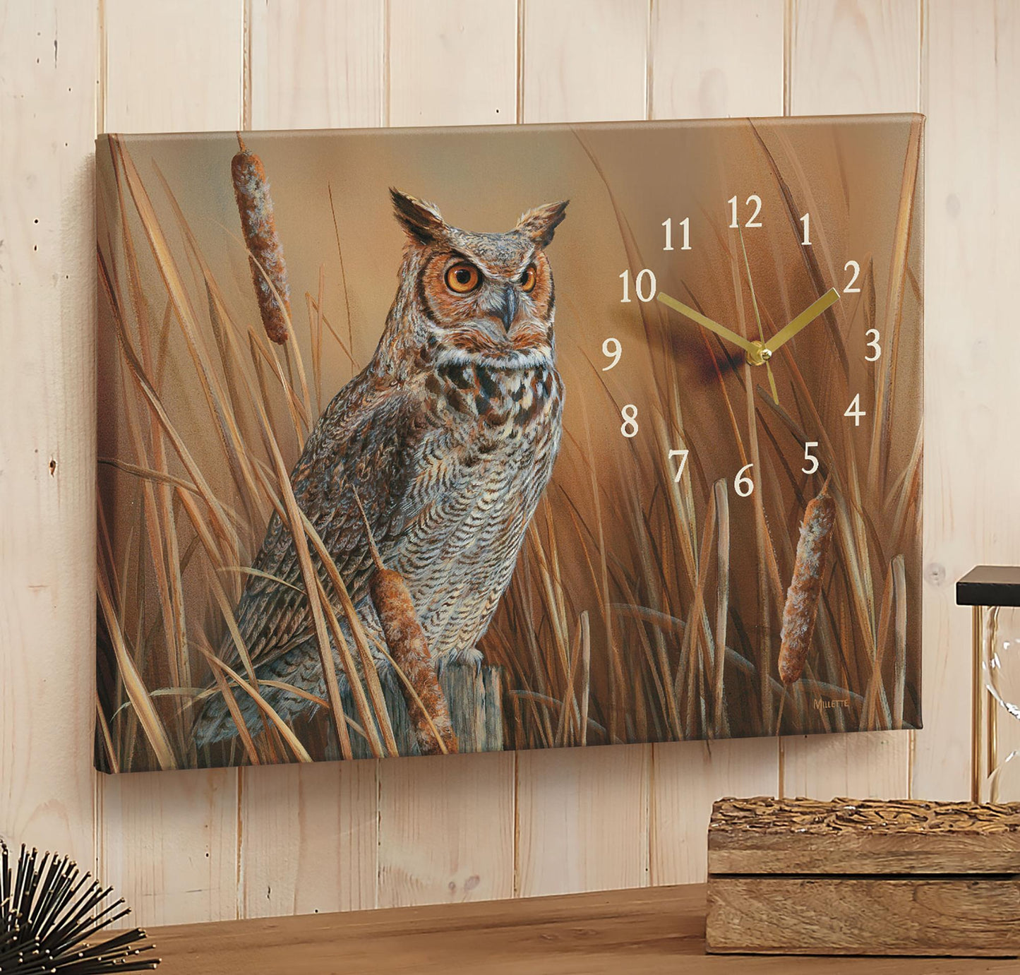 Great Horned Owl Canvas Clock - Wild Wings
