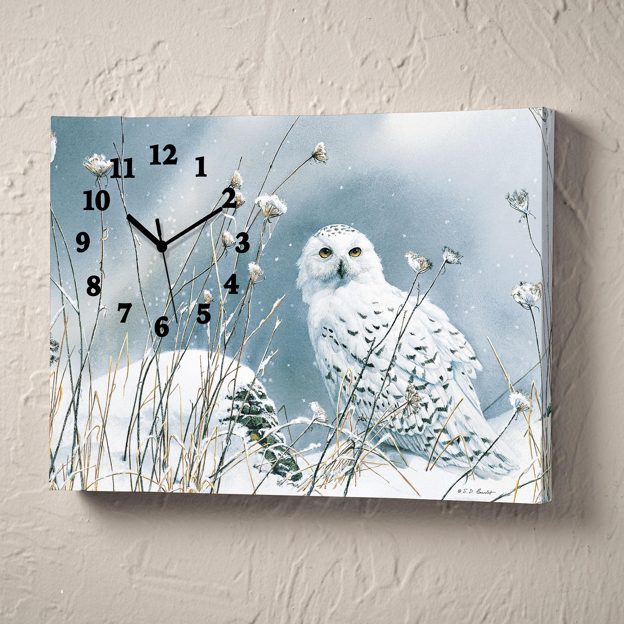On the North Wind - Snowy Owl Canvas Clock - Wild Wings