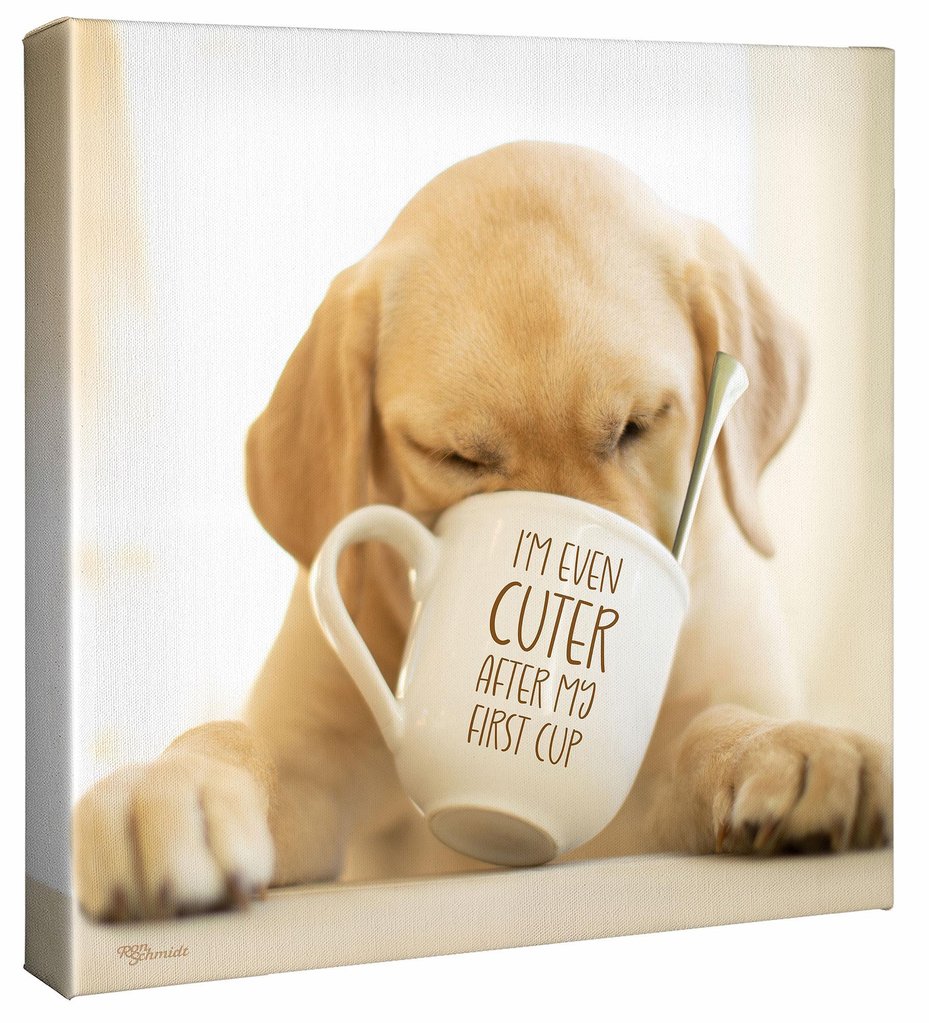 Coffee—Yellow Lab Gallery Wrapped Canvas - Wild Wings
