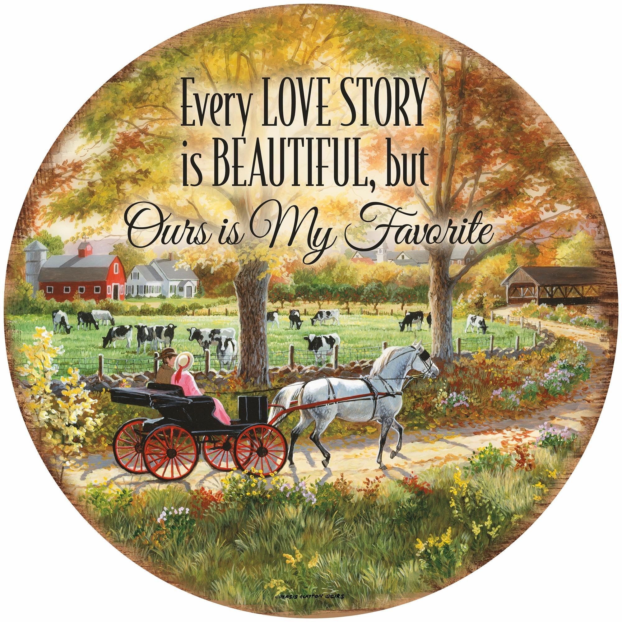 Country Ride—Nostalgia 21" Round Wood Sign - Wild Wings