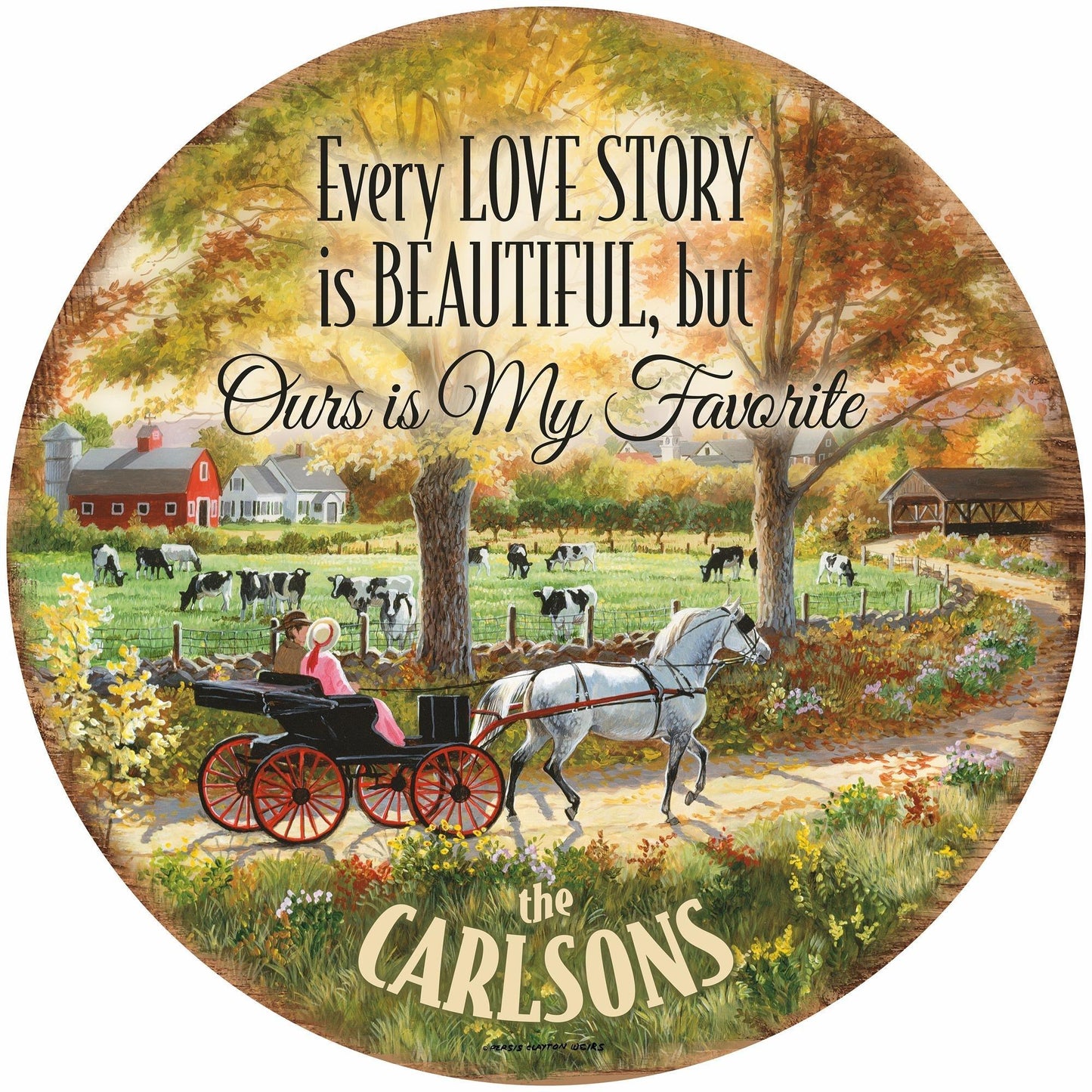 Country Ride—Nostalgia 21" Round Wood Sign - Wild Wings