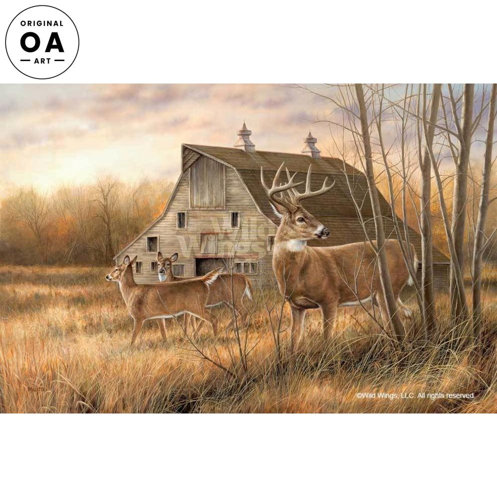 Deserted Farmstead—Whitetail Deer Original Acrylic Painting - Wild Wings
