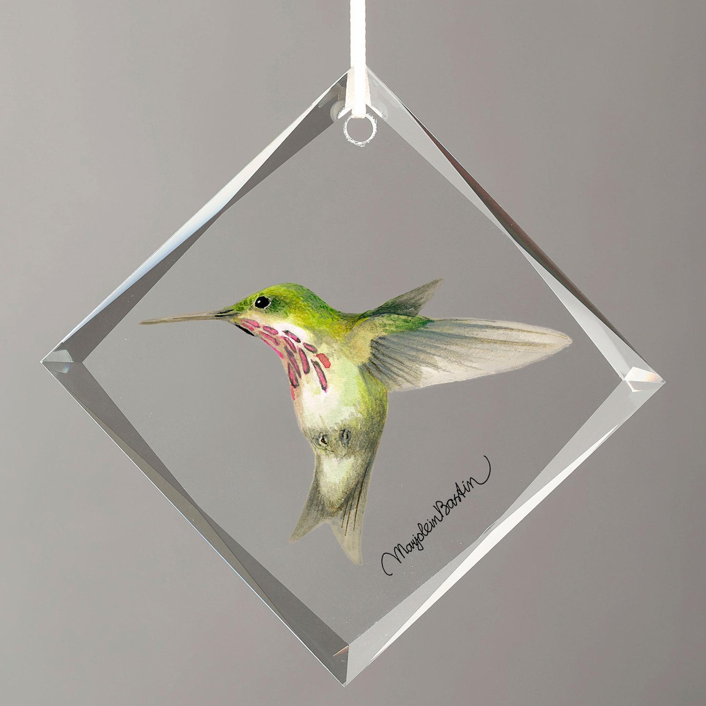 Calliope Hummingbird Diamond-Shape Glass Ornament - Wild Wings