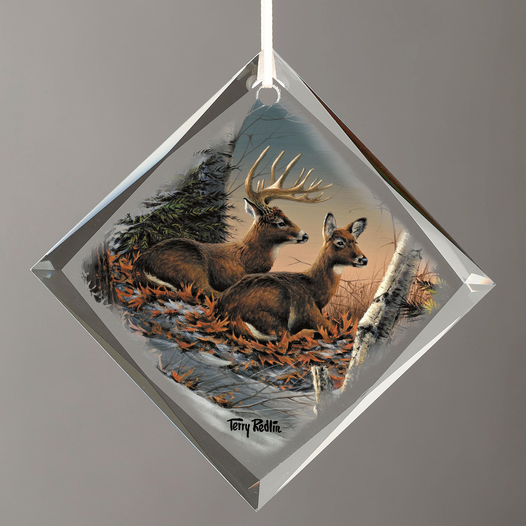 Evening with Friends - Deer Diamond-Shape Glass Ornament - Wild Wings