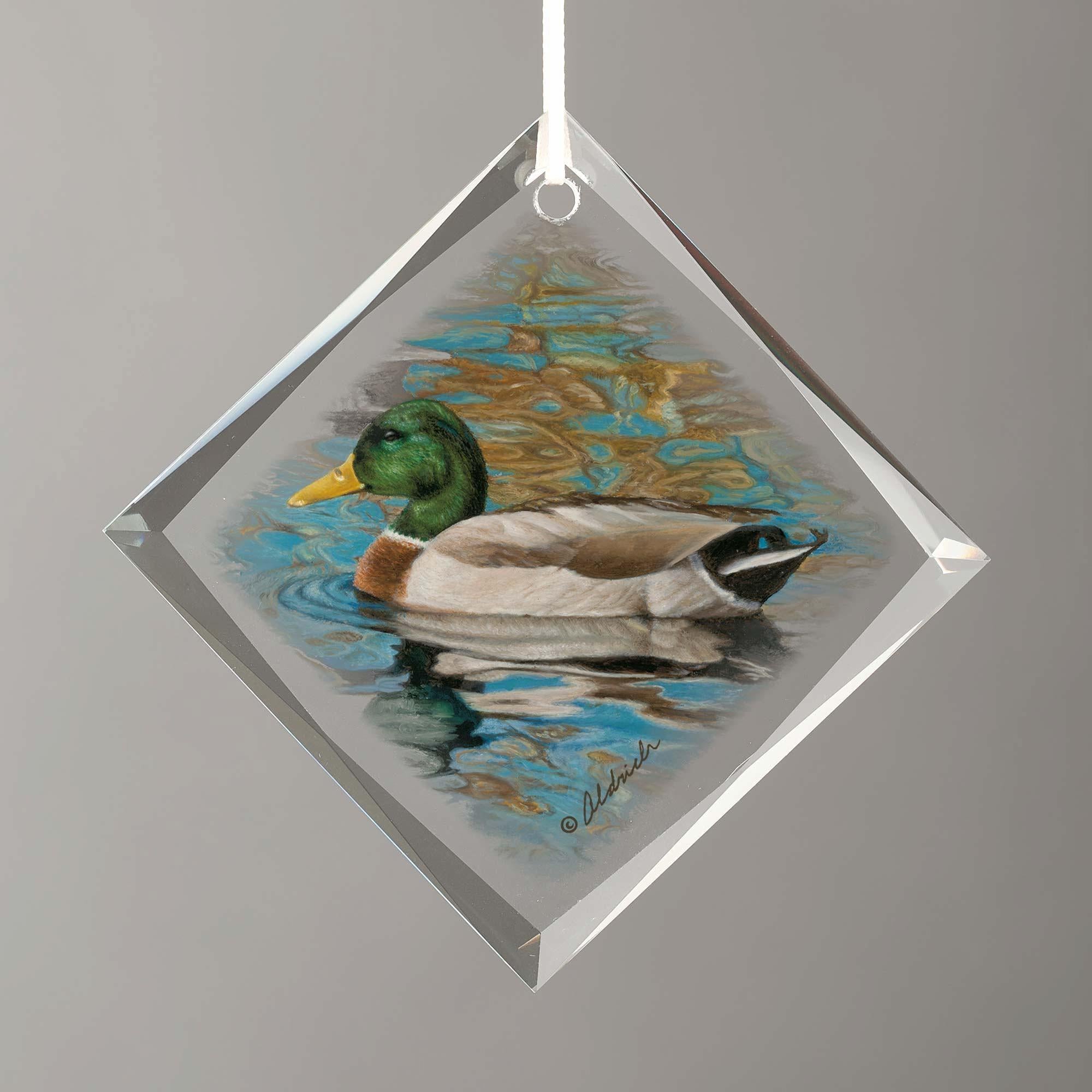 Mallards Diamond-Shape Glass Ornament - Wild Wings