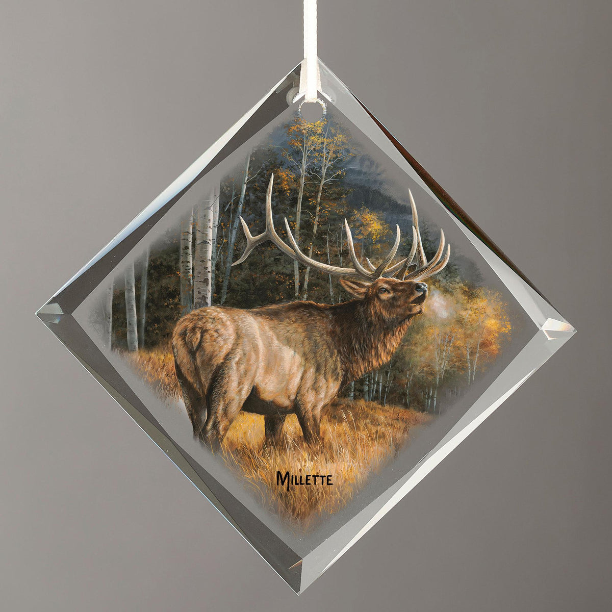 Meadow Music - Elk Diamond-Shape Glass Ornament - Wild Wings
