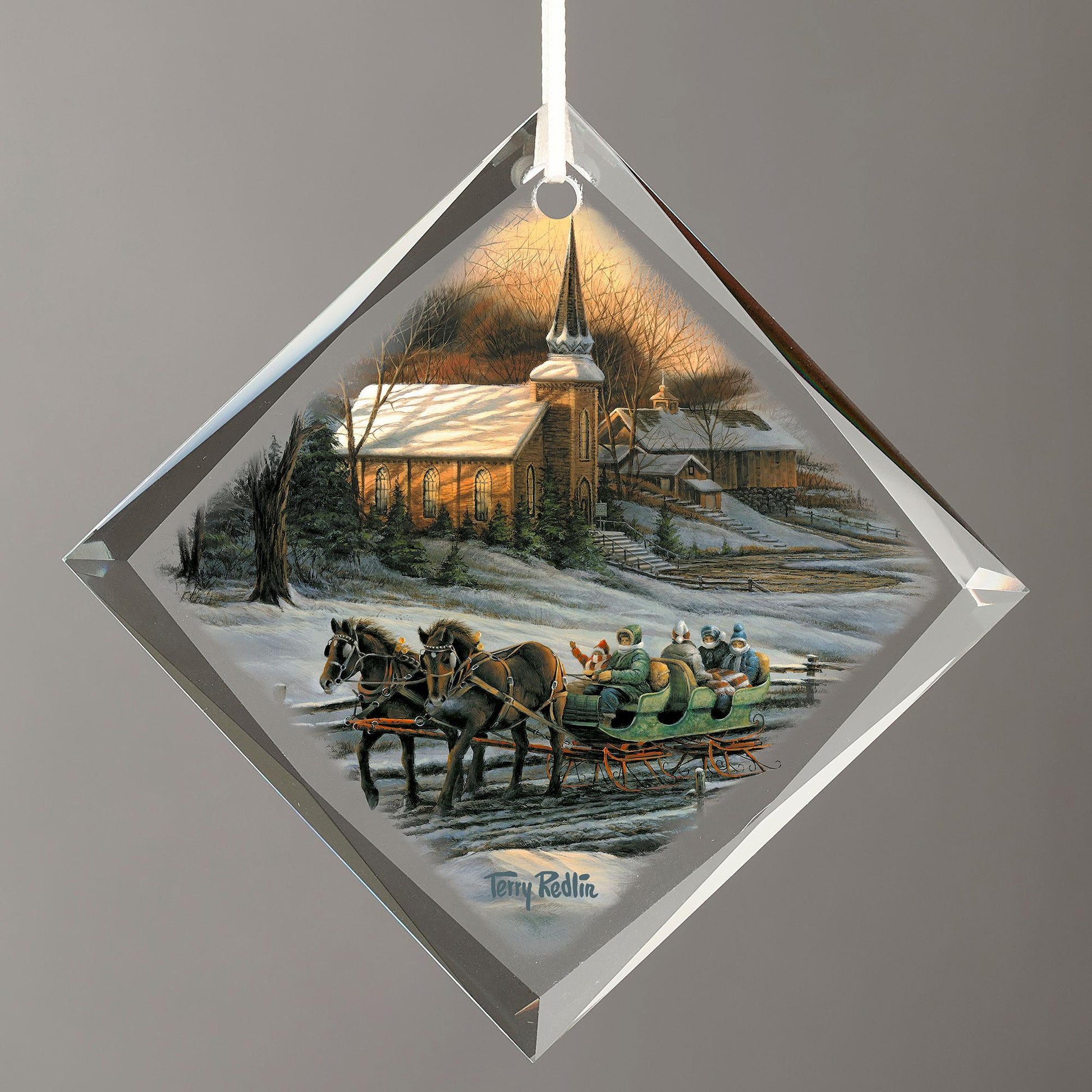 Together for the Season - Sleigh Diamond-Shape Glass Ornament - Wild Wings