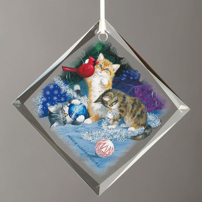 The Undecorators - Kittens Diamond-Shape Glass Ornament - Wild Wings
