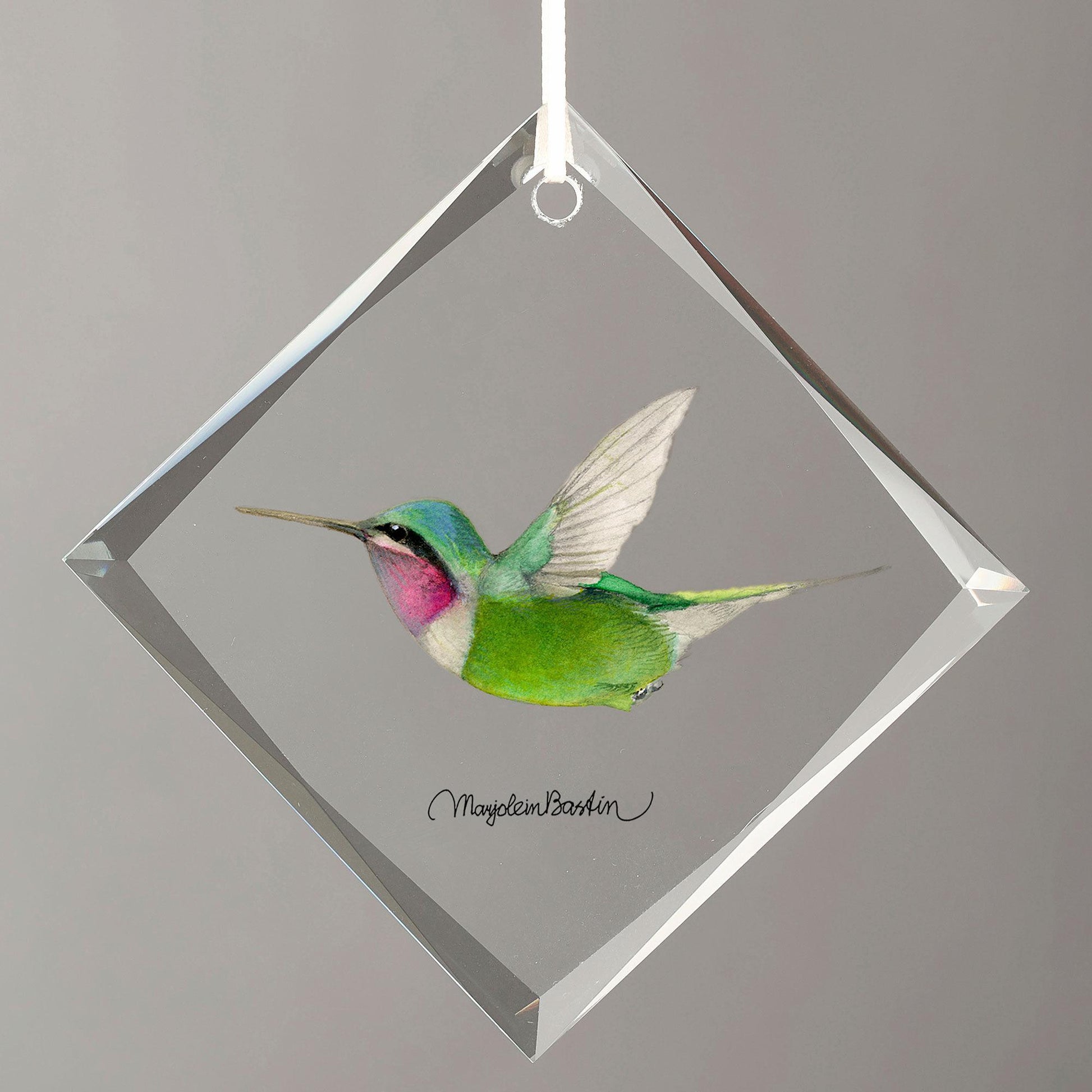 White-bellied Woodstar Diamond-Shape Glass Ornament - Wild Wings