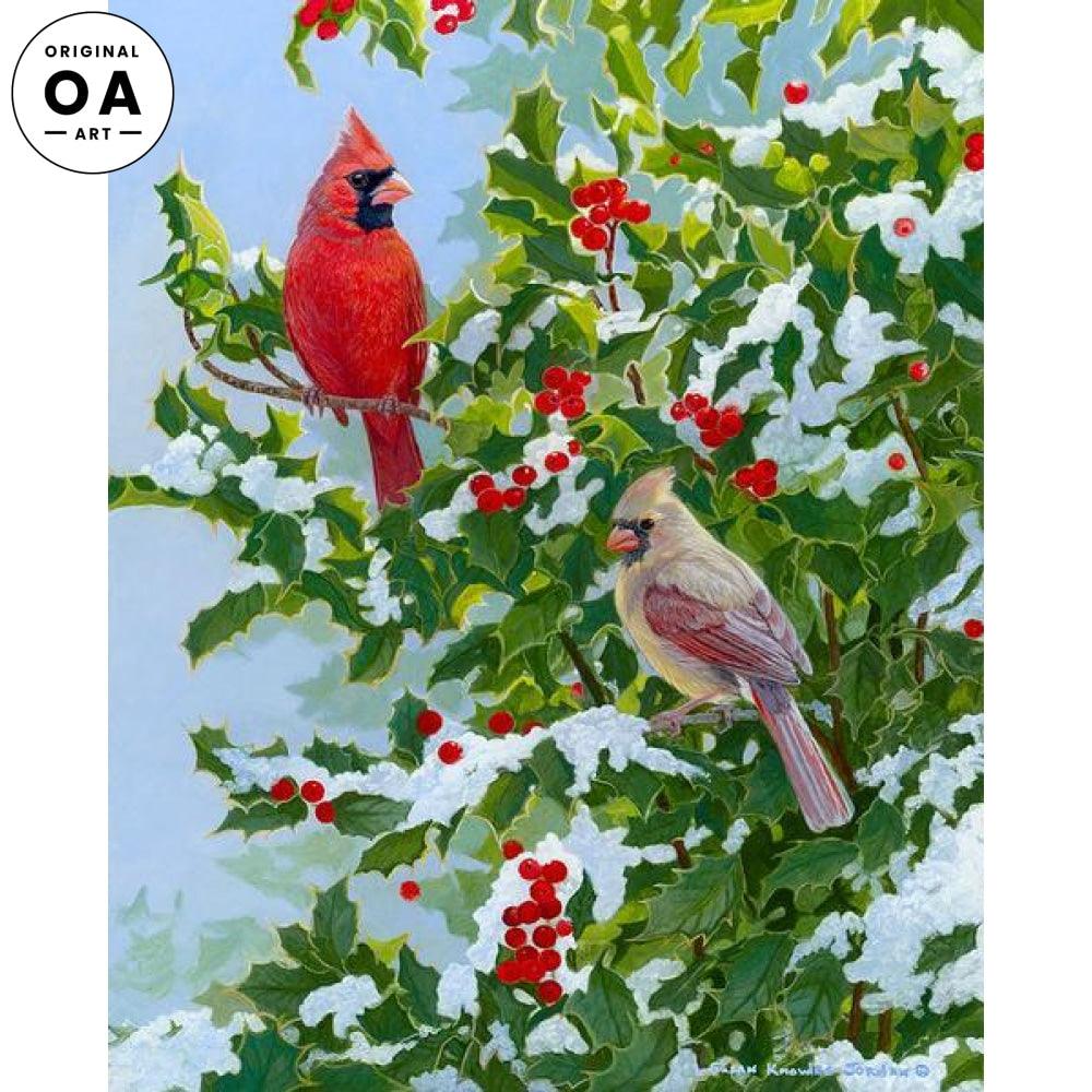 Duet—Northern Cardinals Original Acrylic Painting - Wild Wings