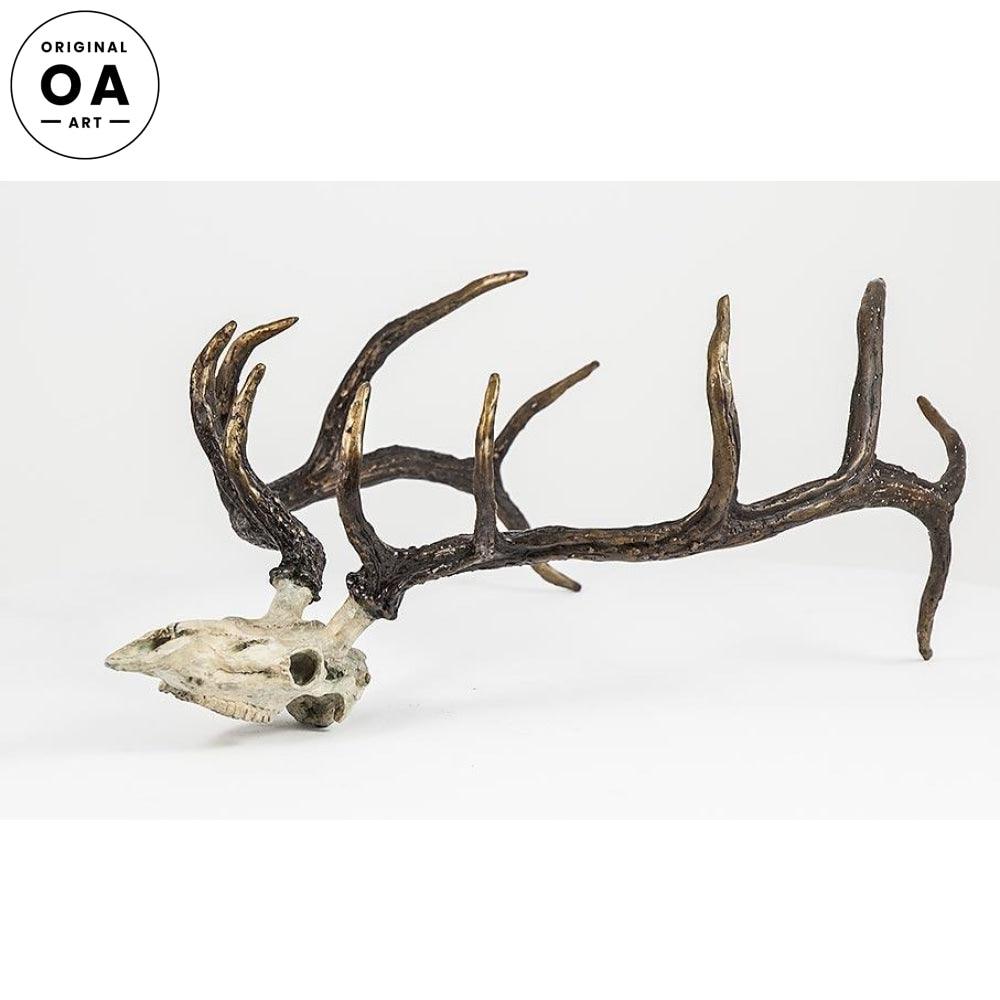 Elk Skull Original Bronze Sculpture - Wild Wings