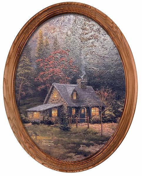 Evening Majesty—Cabin Framed Canvas Oval - Wild Wings