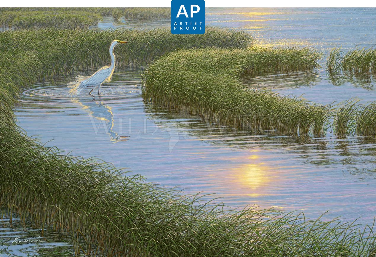 Evening Solitude—White Egret; Artist Proof Edition (AP) Master Artisan Canvas - Wild Wings