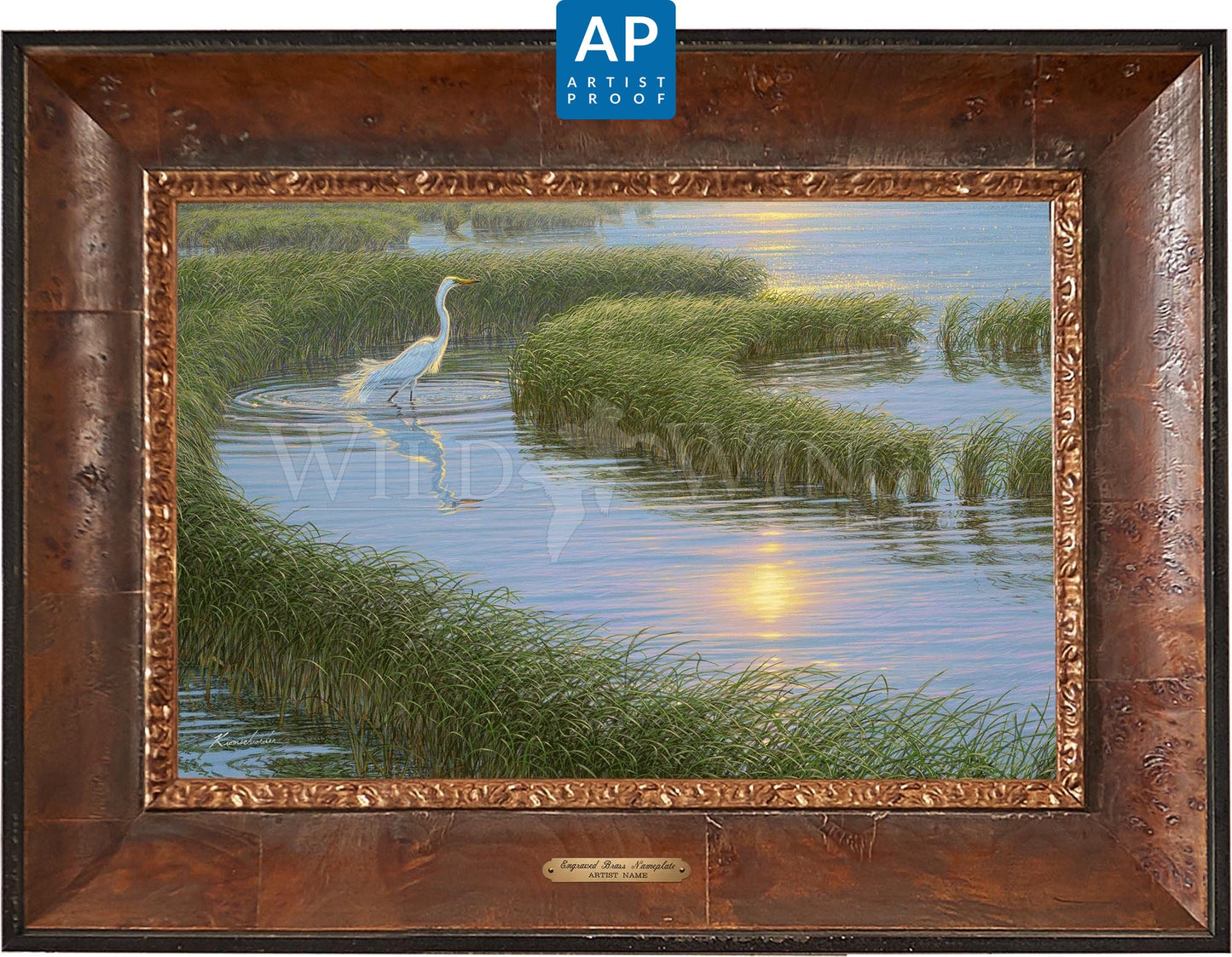 Evening Solitude—White Egret; Artist Proof Edition (AP) Master Artisan Canvas - Wild Wings