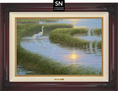 Evening Solitude—White Egret; Standard Numbered Edition (SN) Master Artisan Canvas - Wild Wings