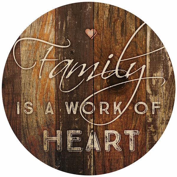 Family is a Work of Art 12" Round Wood Sign - Wild Wings