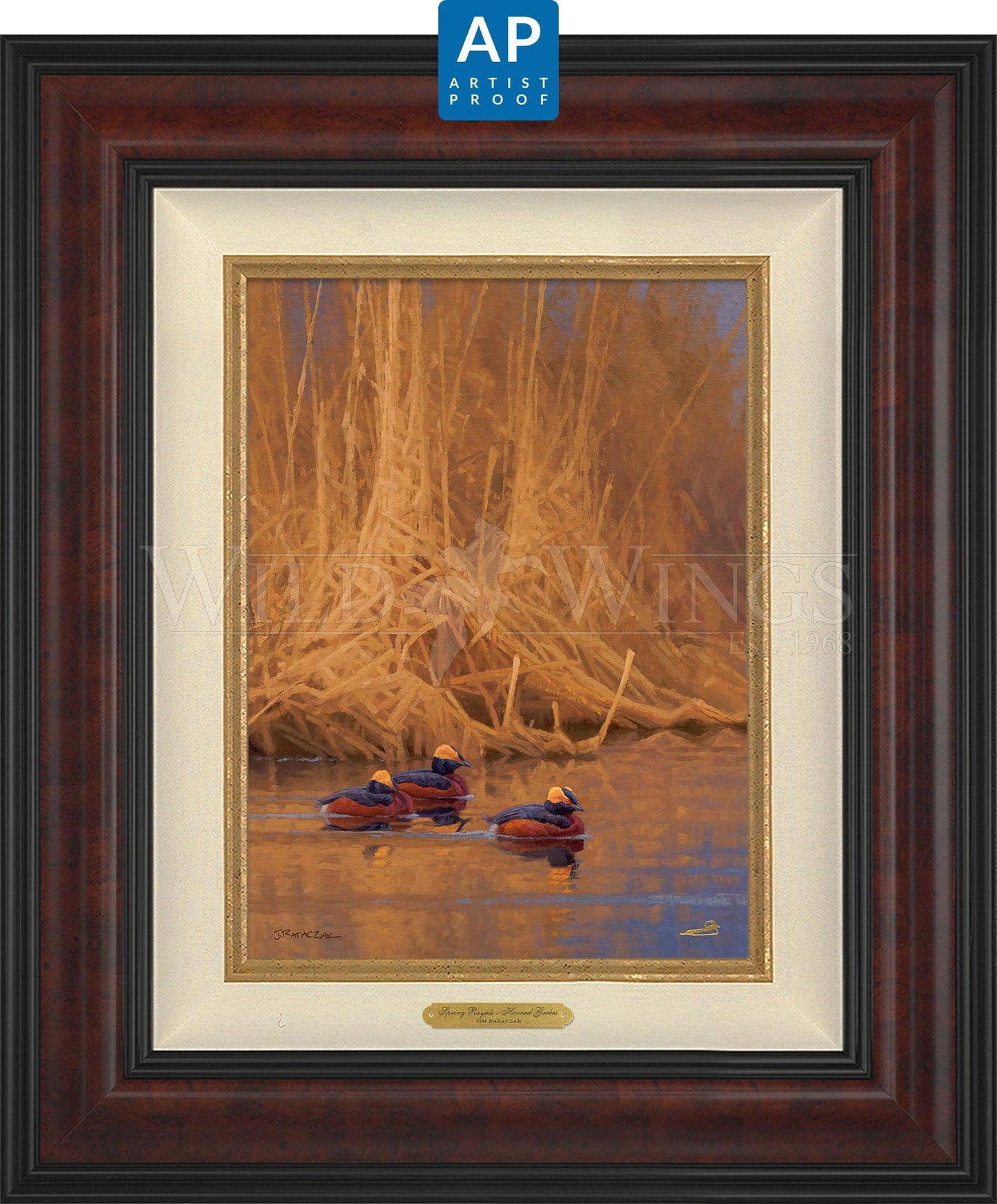 Spring Royals—Horned Grebes; Artist Proof Edition (AP) Master Artisan Canvas - Wild Wings