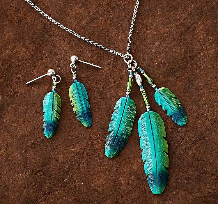 Green & Violet Feather Jewelry Collection - Wild Wings