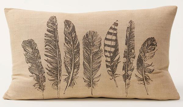 Feathers Burlap Pillow - Wild Wings