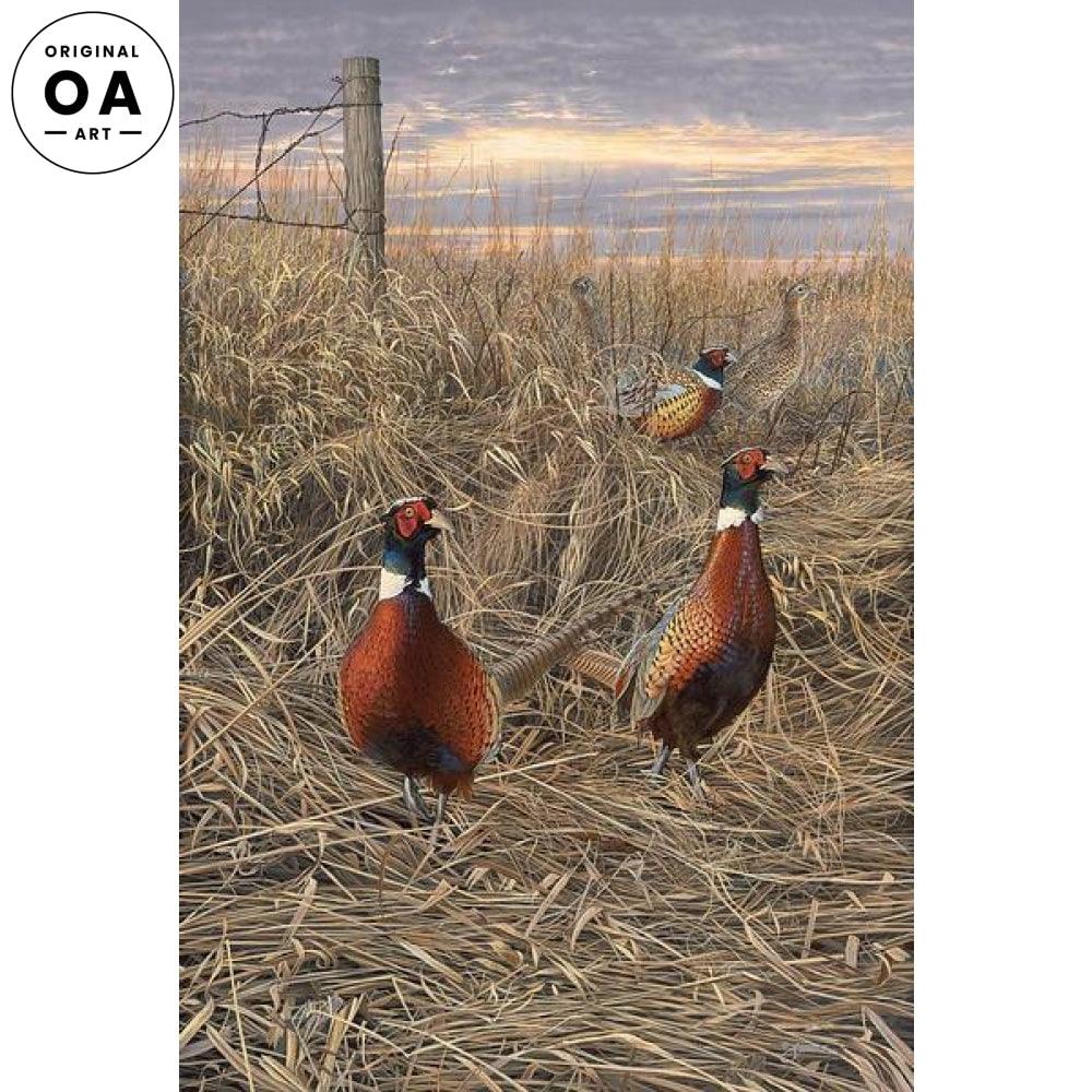 Fenceline Gathering—Pheasants Original Acrylic Painting - Wild Wings