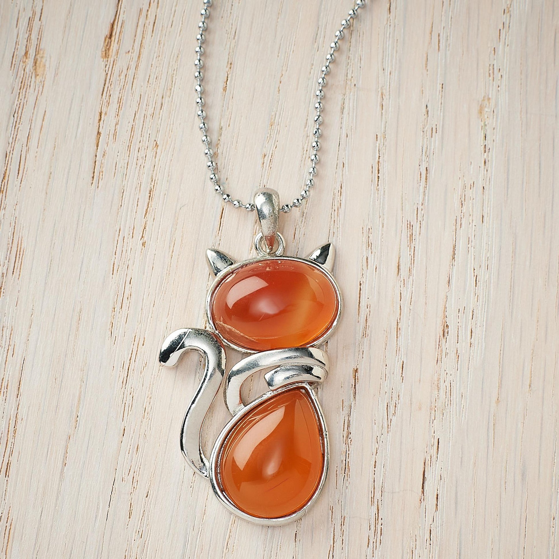 Gem of a Cat Fire Agate Necklace - Wild Wings