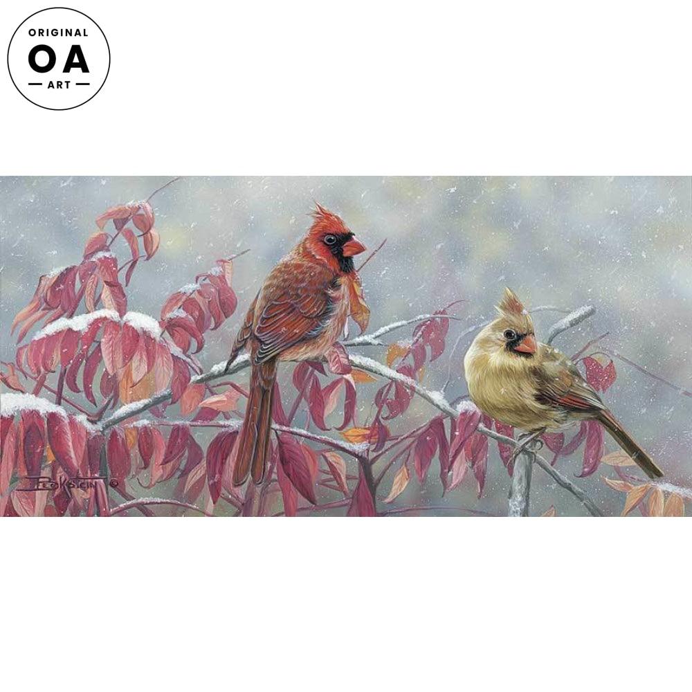 First Snow—Cardinals Original Acrylic Painting - Wild Wings