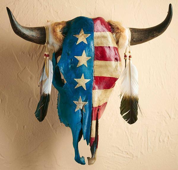 American Flag Cow Skull - Wild Wings