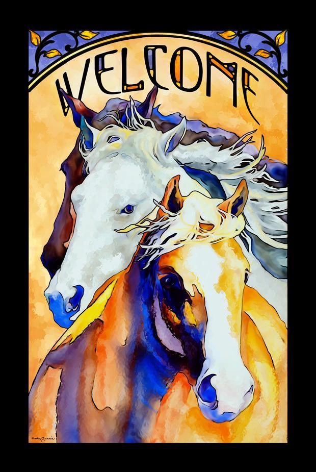Follow Me—Horses Stained Glass Art - Wild Wings