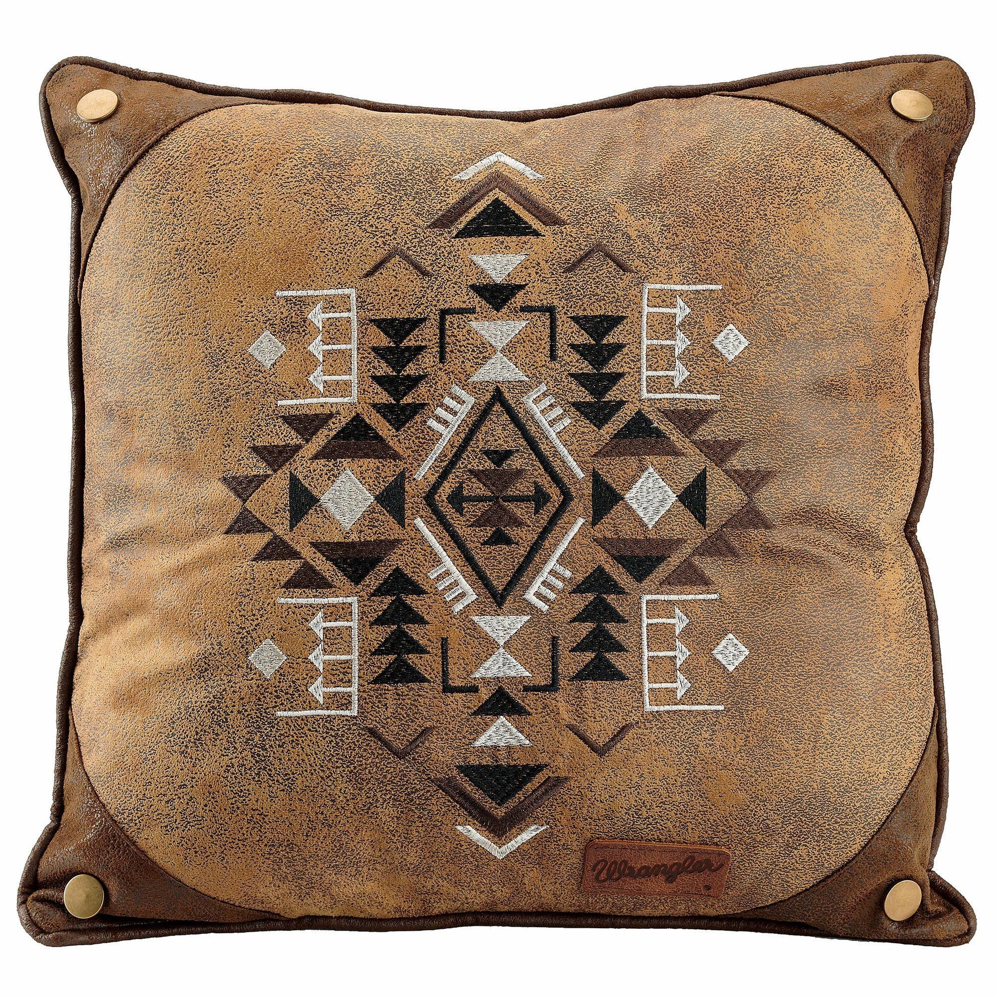 Faux Leather Cornered 18" Decorative Pillow - Wild Wings