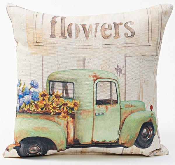 Flower Truck Square Decorative Pillow - Wild Wings