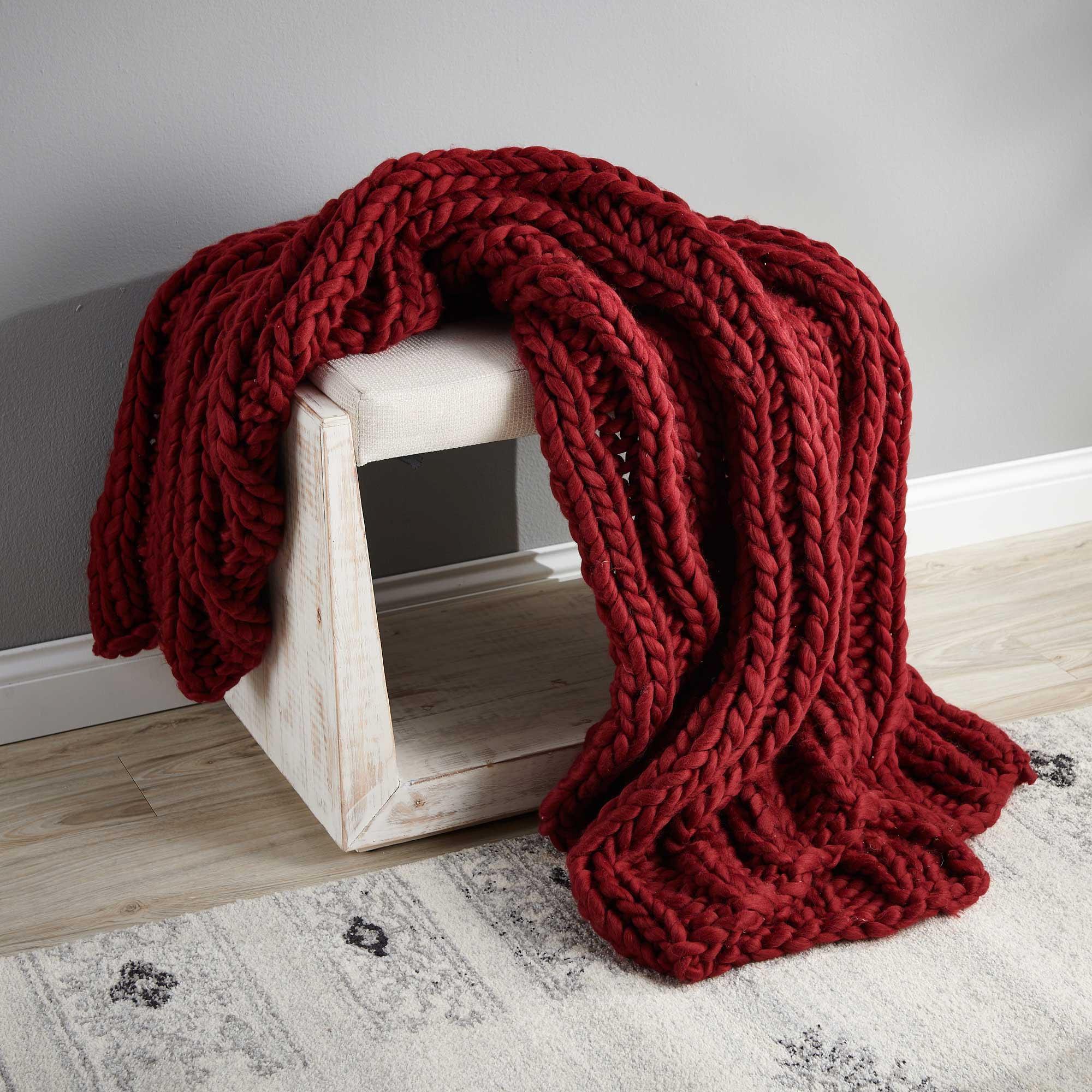 Red chunky throw discount blanket