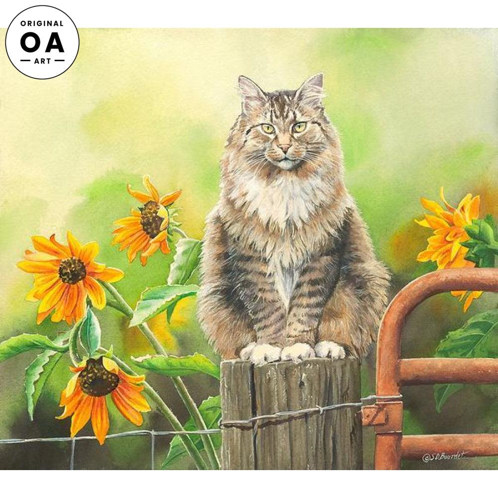 Gatekeeper—Tabby Cat Original Watercolor Painting - Wild Wings