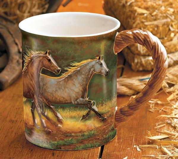 Gold Dust - Horses Sculpted Mug - Wild Wings