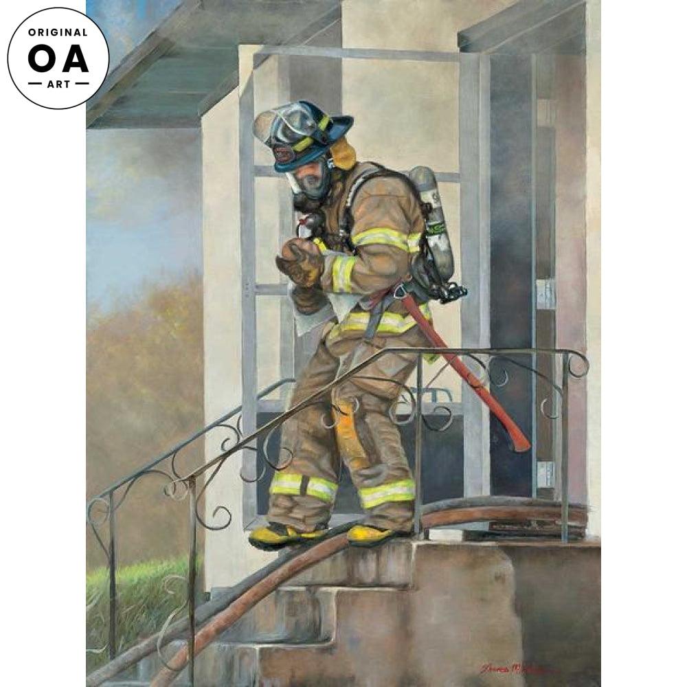 Grateful—Firefighter & Baby Original Oil Painting - Wild Wings