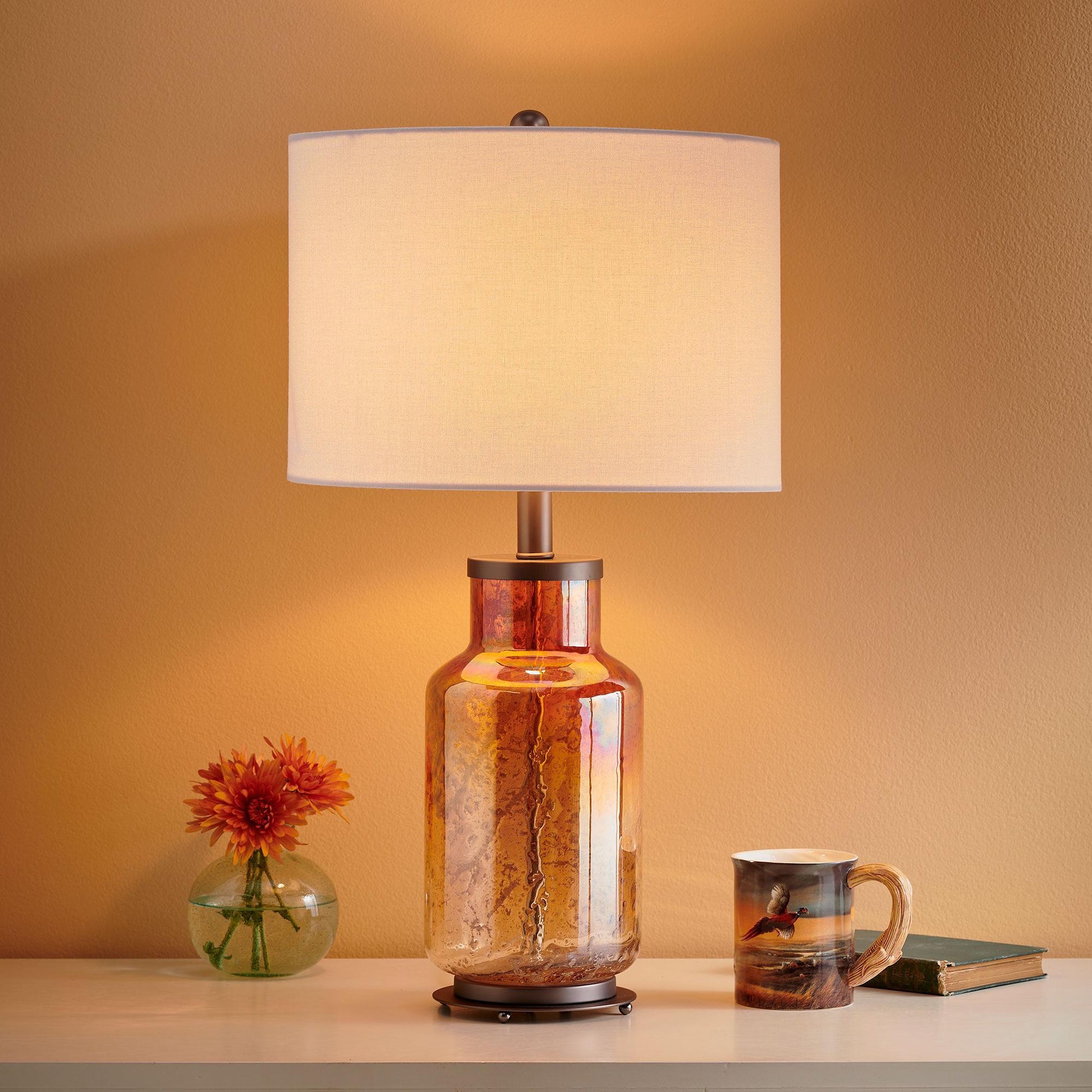 Amber Glow Glass Table Lamp - Wild Wings