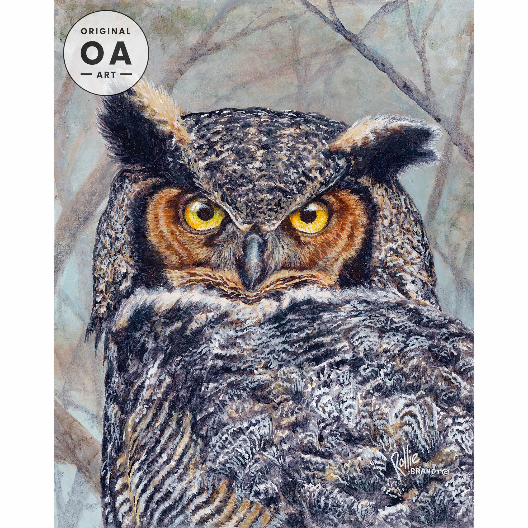 Great Horned Mama Original Gouache Painting - Wild Wings