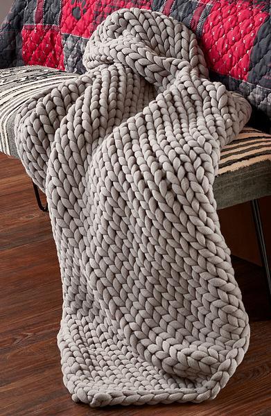 Gray Chunky Knit Throw Blanket - Wild Wings