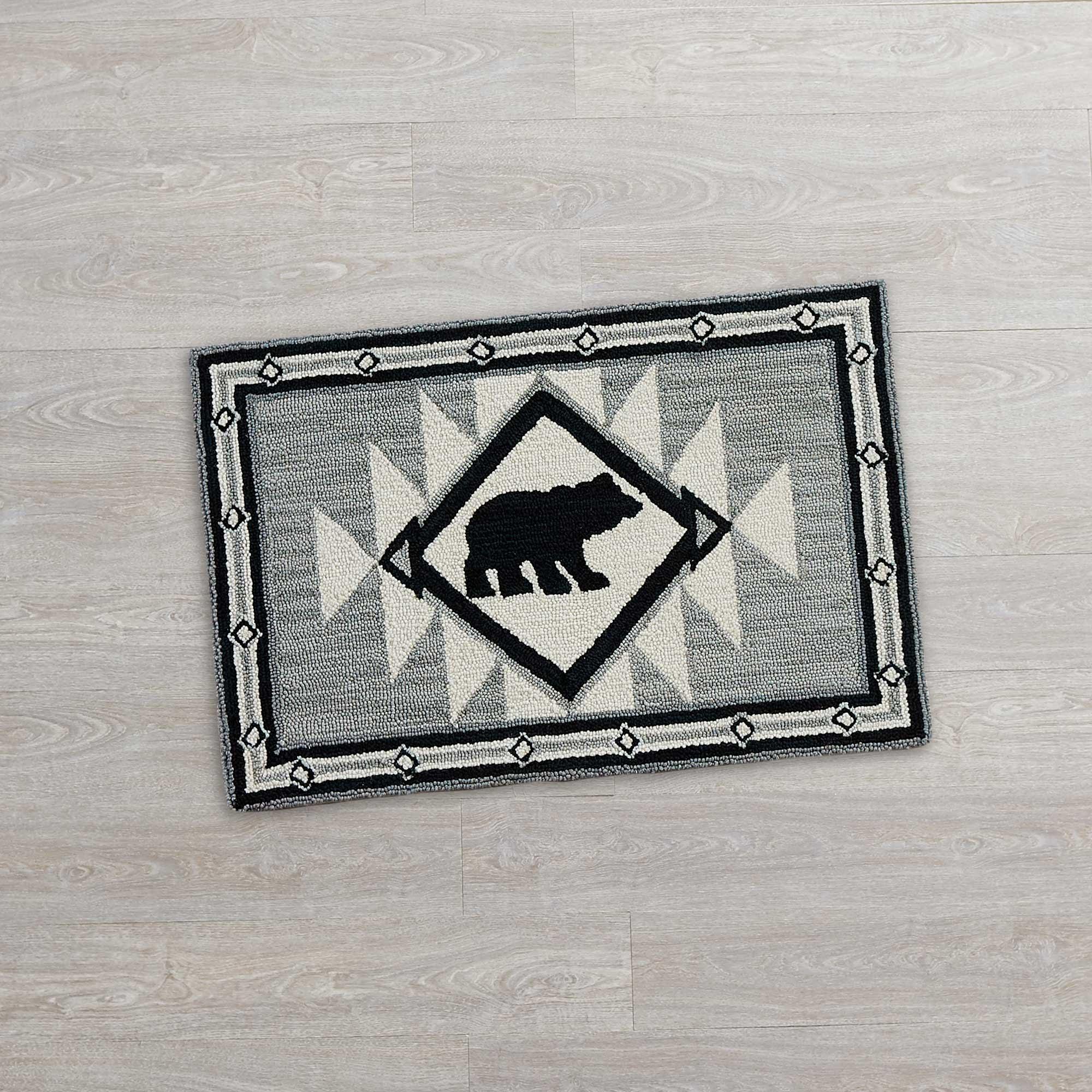 Hand Hooked Bear Area Rug from Wild Wings