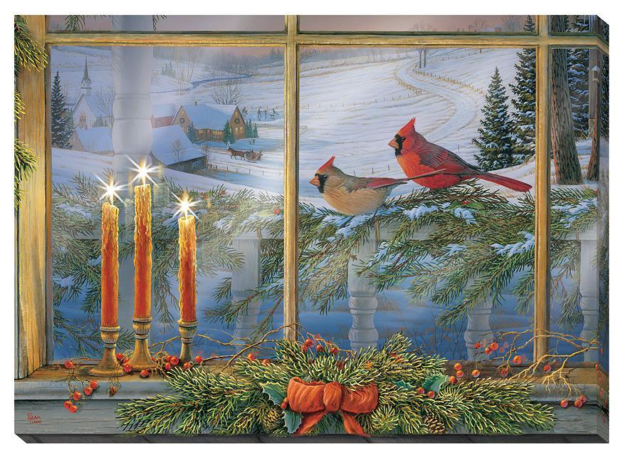 Holiday Friends—Cardinals Lighted Wrapped Canvas - Wild Wings